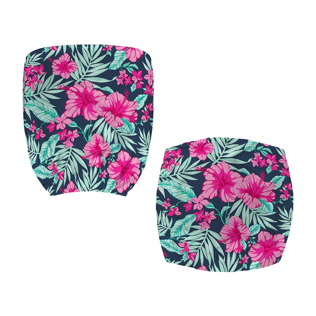 Pink Hibiscus Tropical Pattern Print Office Chair Cover