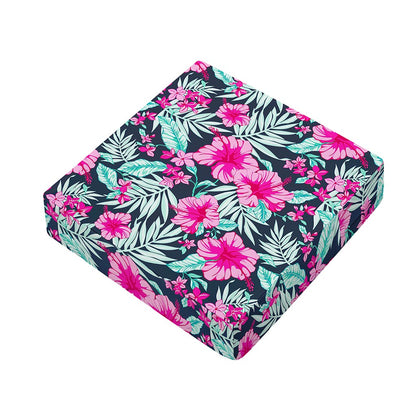 Pink Hibiscus Tropical Pattern Print Outdoor Seat Cushion Cover