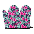 Pink Hibiscus Tropical Pattern Print Oven Mitts