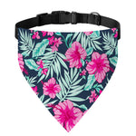 Pink Hibiscus Tropical Pattern Print Over The Collar Dog Bandana