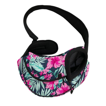 Pink Hibiscus Tropical Pattern Print Pet Sling Carrier