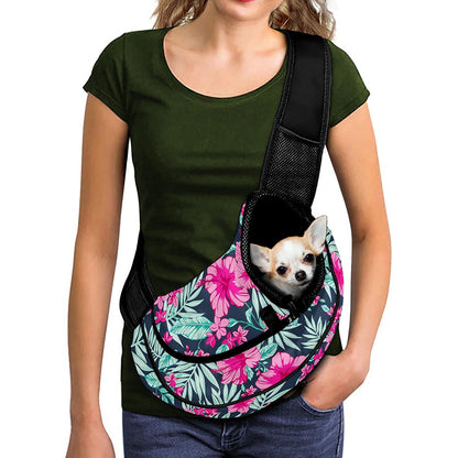 Pink Hibiscus Tropical Pattern Print Pet Sling Carrier
