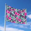 Pink Hibiscus Tropical Pattern Print Polyester Flag