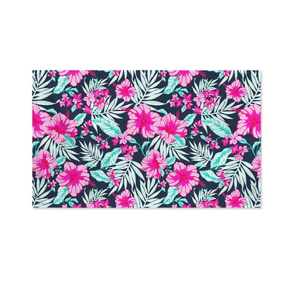 Pink Hibiscus Tropical Pattern Print Polyester Flag