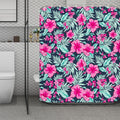 Pink Hibiscus Tropical Pattern Print Polyester Shower Curtain