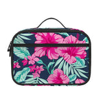 Pink Hibiscus Tropical Pattern Print Portable Lunch Bag