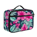 Pink Hibiscus Tropical Pattern Print Portable Lunch Bag