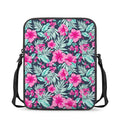 Pink Hibiscus Tropical Pattern Print Rectangular Crossbody Bag