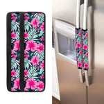 Pink Hibiscus Tropical Pattern Print Refrigerator Handle Covers