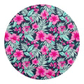 Pink Hibiscus Tropical Pattern Print Round Blanket
