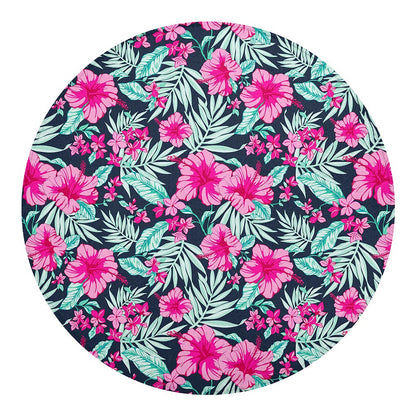 Pink Hibiscus Tropical Pattern Print Round Blanket