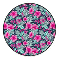 Pink Hibiscus Tropical Pattern Print Round Floor Mat