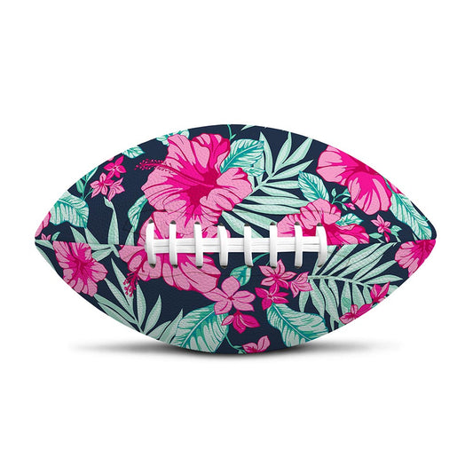 Pink Hibiscus Tropical Pattern Print Rugby Ball
