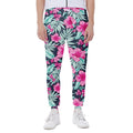 Pink Hibiscus Tropical Pattern Print Joggers