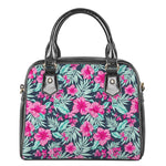 Pink Hibiscus Tropical Pattern Print Shoulder Handbag