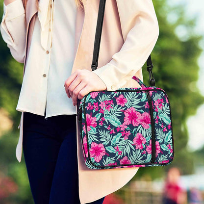 Pink Hibiscus Tropical Pattern Print Shoulder Strap Bible Bag