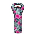 Pink Hibiscus Tropical Pattern Print Single Neoprene Wine Tote