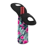 Pink Hibiscus Tropical Pattern Print Single Neoprene Wine Tote