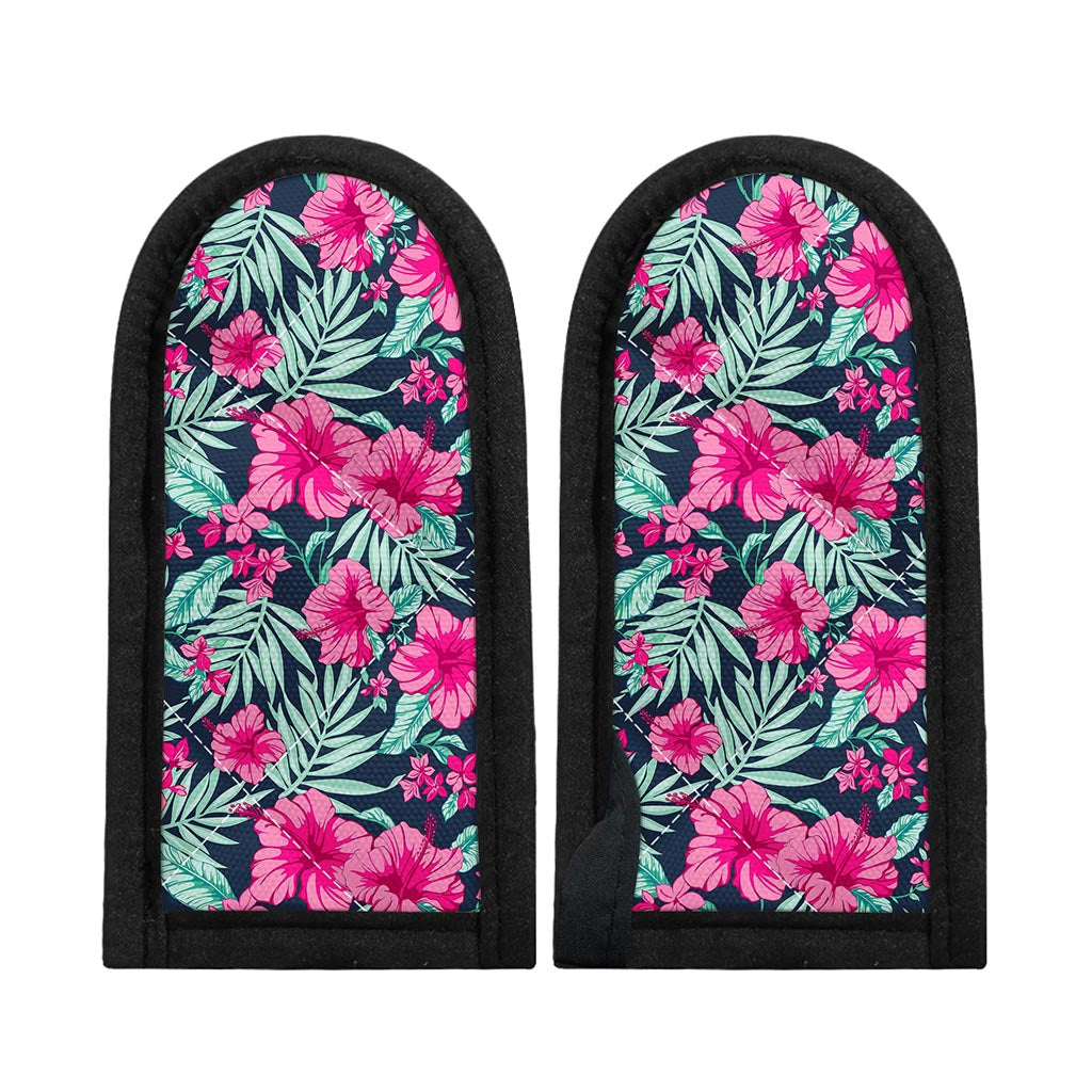 Pink Hibiscus Tropical Pattern Print Skillet Handle Cover
