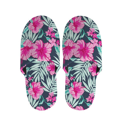 Pink Hibiscus Tropical Pattern Print Slippers