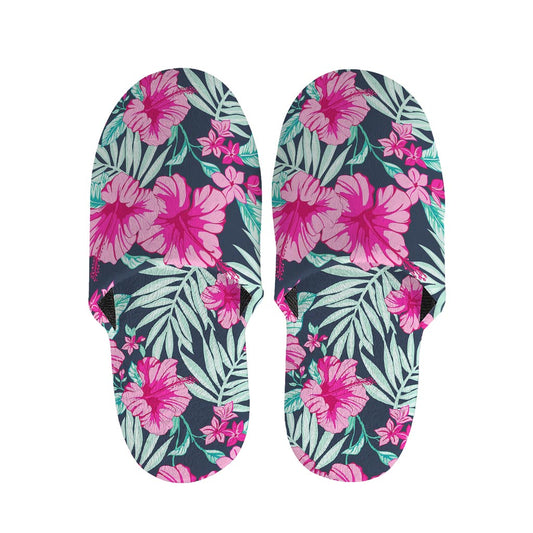 Pink Hibiscus Tropical Pattern Print Slippers