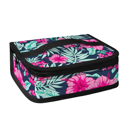 Pink Hibiscus Tropical Pattern Print Small Lunch Bag