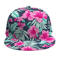 Pink Hibiscus Tropical Pattern Print Snapback Cap