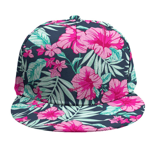 Pink Hibiscus Tropical Pattern Print Snapback Cap