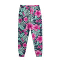 Pink Hibiscus Tropical Pattern Print Sweatpants