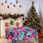 Pink Hibiscus Tropical Pattern Print Tablecloth