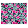 Pink Hibiscus Tropical Pattern Print Tapestry