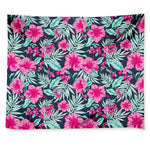 Pink Hibiscus Tropical Pattern Print Tapestry