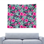 Pink Hibiscus Tropical Pattern Print Tapestry
