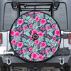 Pink Hibiscus Tropical Pattern Print Tire Cover With Camera Hole