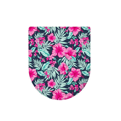Pink Hibiscus Tropical Pattern Print Toilet Lid Cover