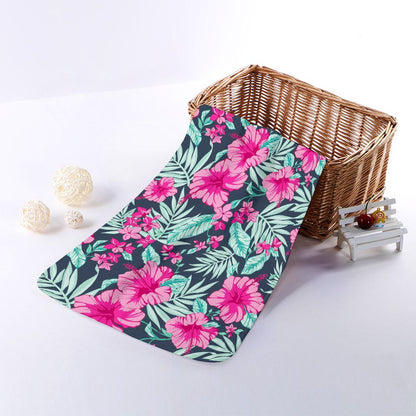 Pink Hibiscus Tropical Pattern Print Towel
