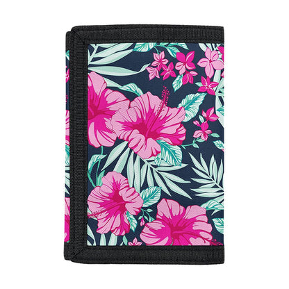 Pink Hibiscus Tropical Pattern Print Trifold Wallet