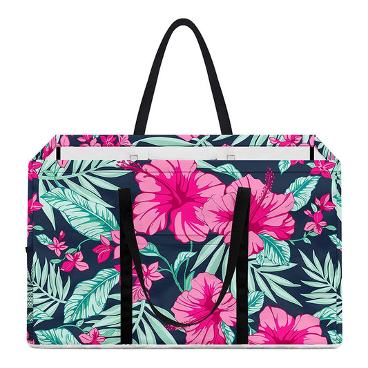 Pink Hibiscus Tropical Pattern Print Utility Tote Bag