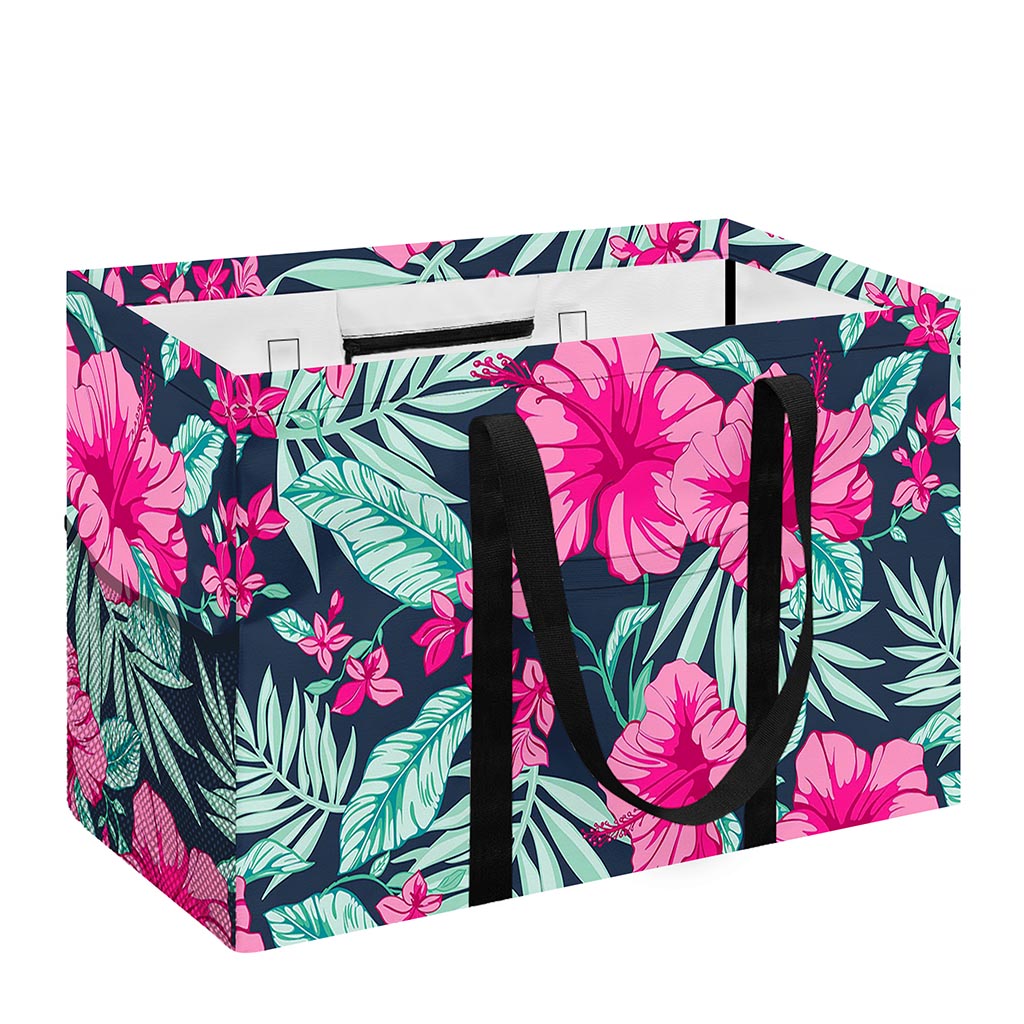 Pink Hibiscus Tropical Pattern Print Utility Tote Bag