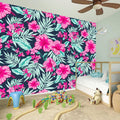 Pink Hibiscus Tropical Pattern Print Wall Sticker