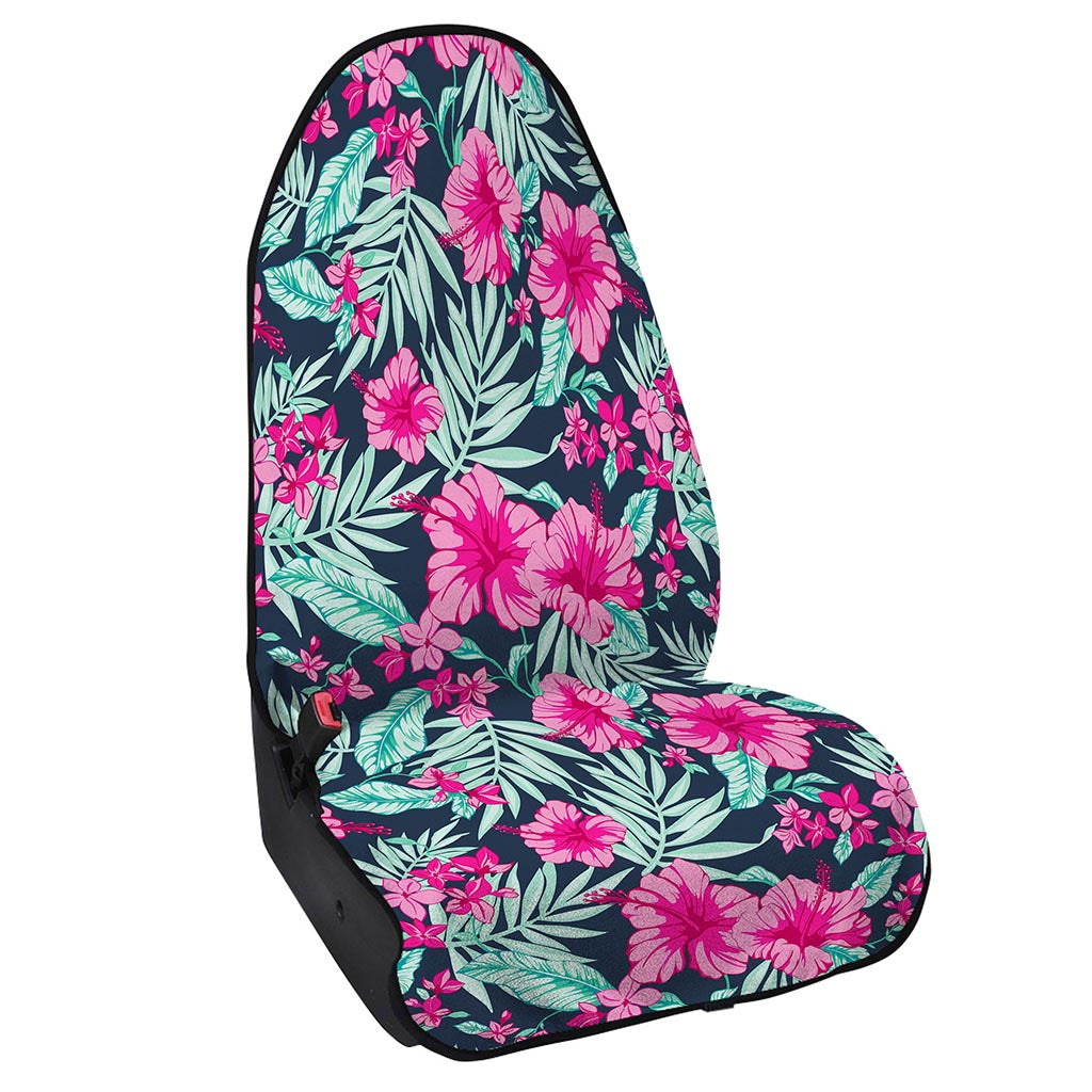Pink Hibiscus Tropical Pattern Print Waterproof Car Seat Cover