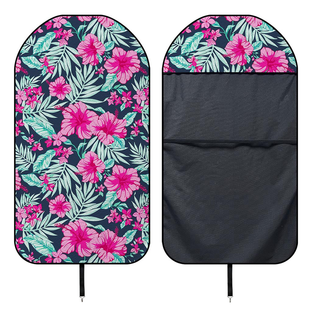 Pink Hibiscus Tropical Pattern Print Waterproof Car Seat Cover