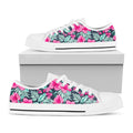 Pink Hibiscus Tropical Pattern Print White Low Top Sneakers