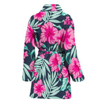 Pink Hibiscus Tropical Pattern Print Women's Bathrobe