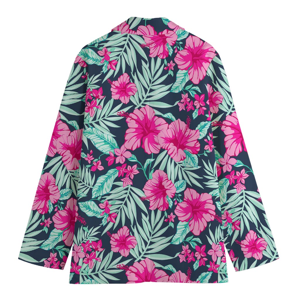 Pink Hibiscus Tropical Pattern Print Women's Blazer