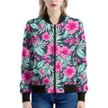 Pink Hibiscus Tropical Pattern Print Women's Bomber Jacket