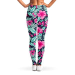 Pink Hibiscus Tropical Pattern Print Women's Leggings