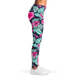 Pink Hibiscus Tropical Pattern Print Women's Leggings