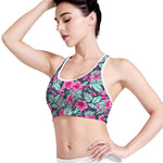 Pink Hibiscus Tropical Pattern Print Women's Sports Bra