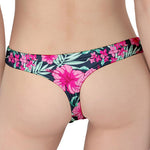 Pink Hibiscus Tropical Pattern Print Women's Thong